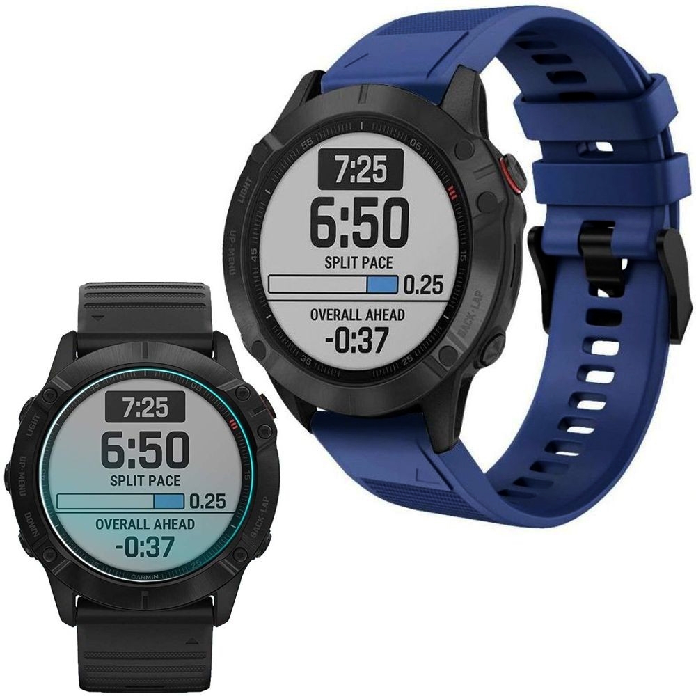 Garmin Fenix 6X/Pro | 26mm | Pasek Silikonowy Armband | Granatowy + SZKŁO
