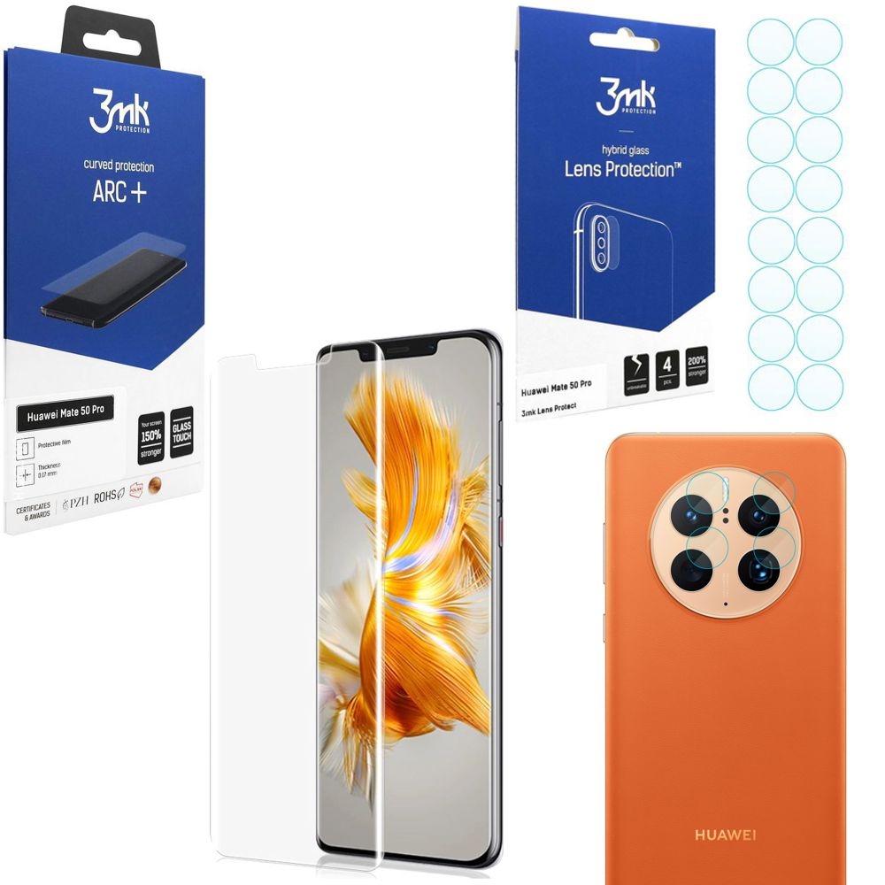 FOLIA 3mk Curved Protection ARC+ + Lens Protection | 4szt do Huawei Mate 50 Pro