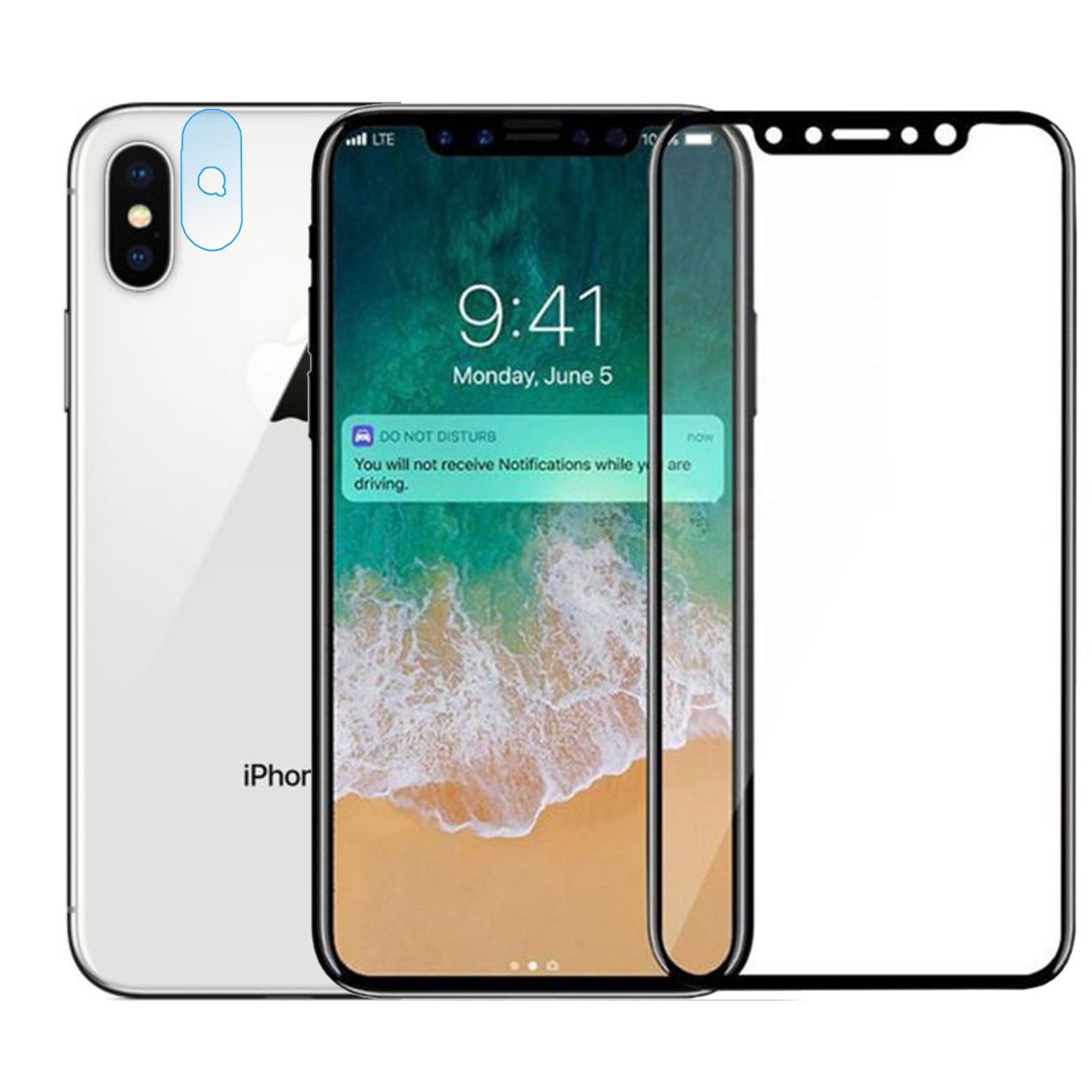 Apple iPhone X | SZKŁO 3D Cały Ekran + OBIEKTYW
