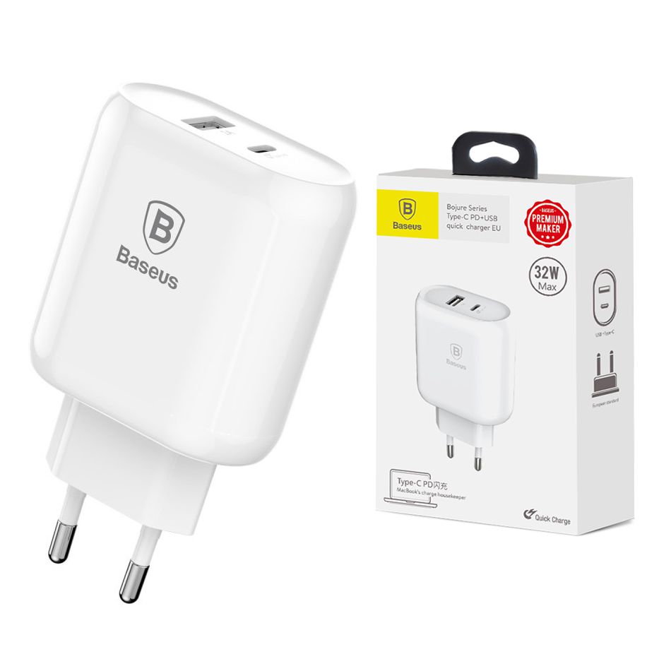 Baseus Bojure | Mocna Ładowarka Sieciowa 32W QC 15V USB-C