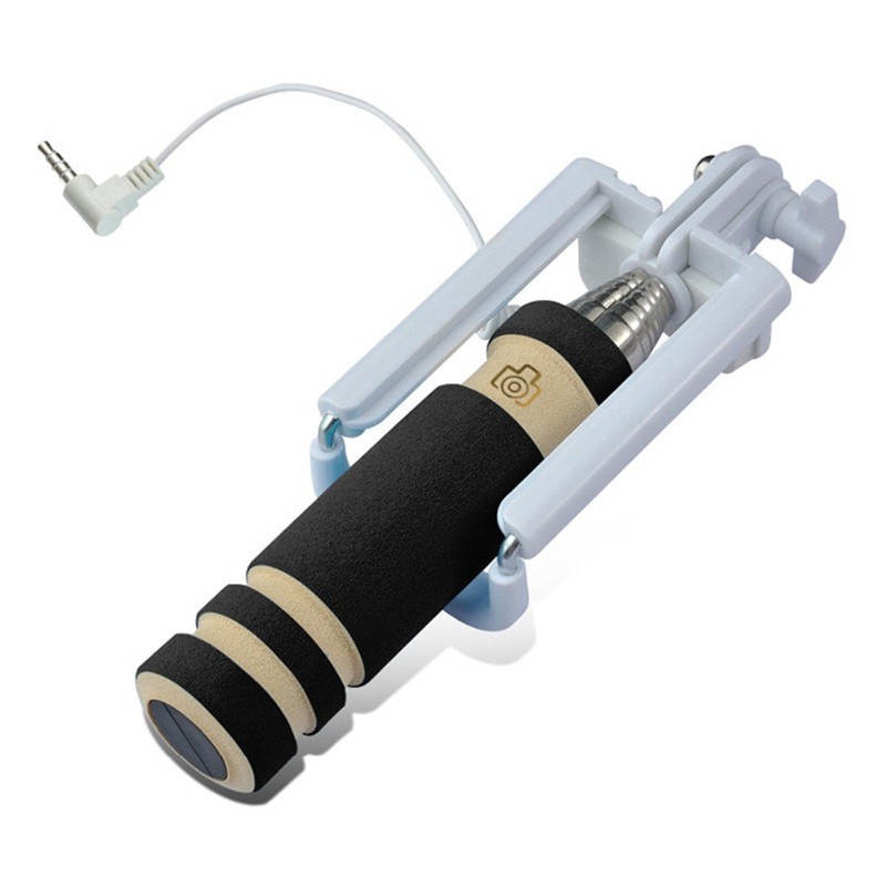 Mini Selfie Stick z Kablem Jack Audio | Black&#038;White