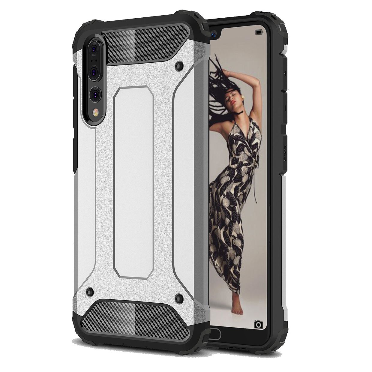 Huawei P20 Pro | Pancerne Etui ARMOR Case | Srebrne