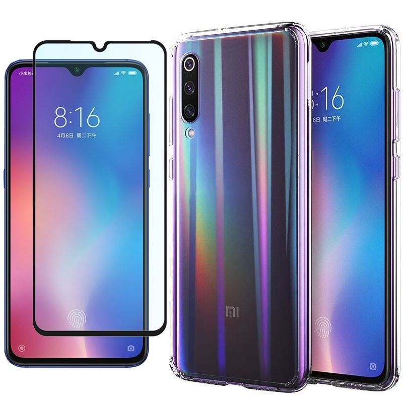 Xiaomi Mi9 SE | Cienkie Etui Glaze PC Case | Violet Sun + SZKŁO 5D