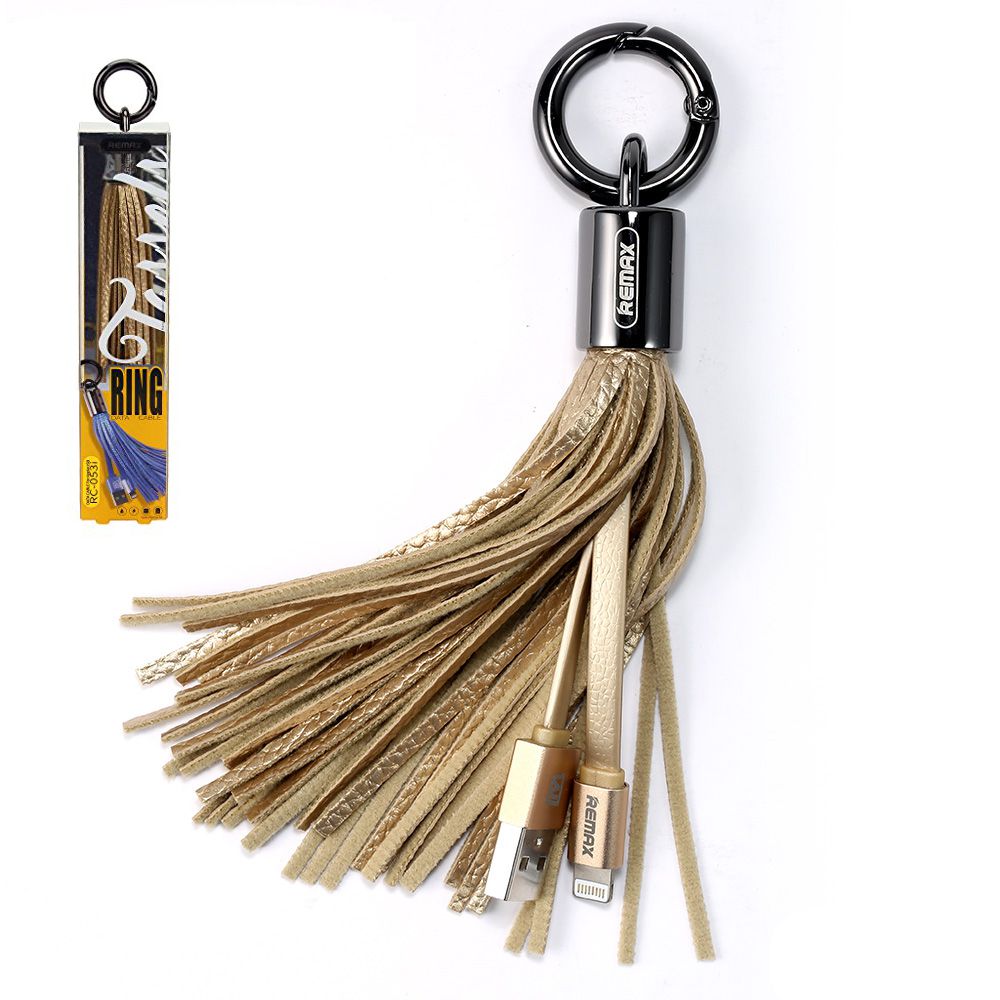 Oryginalny Kabel Brelok Remax Ring Skórzany USB &#8211; Lightning | Gold