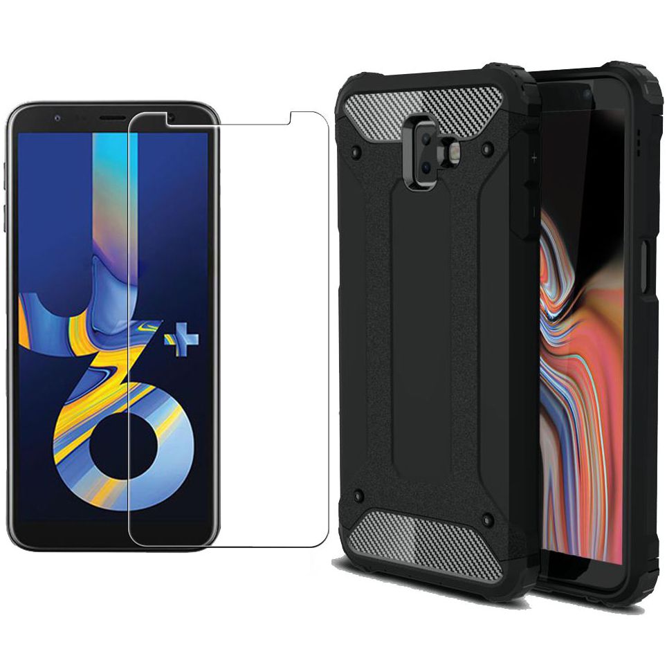Samsung Galaxy J6+ Plus | Pancerne Etui ARMOR Case | Black + SZKŁO
