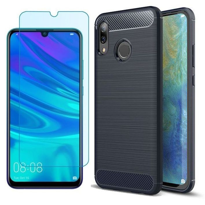 Huawei P Smart 2019 | Etui CARBON Soft Case | Blueberry Blue + SZKŁO
