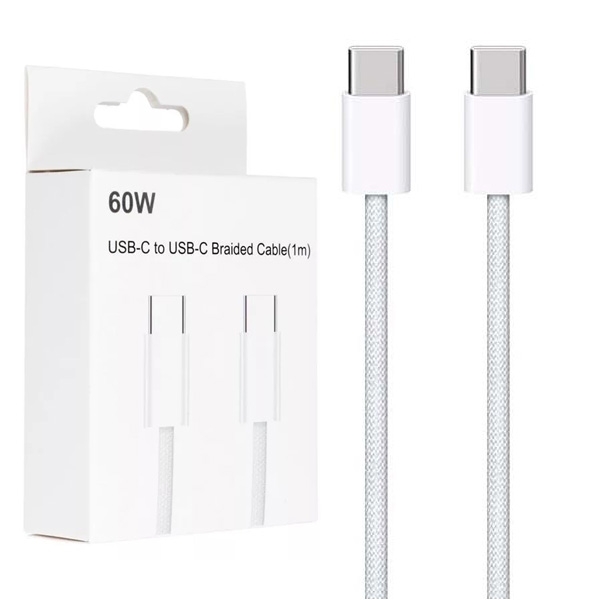 Kabel USB-C 60W w Oplocie | 100cm | Biały