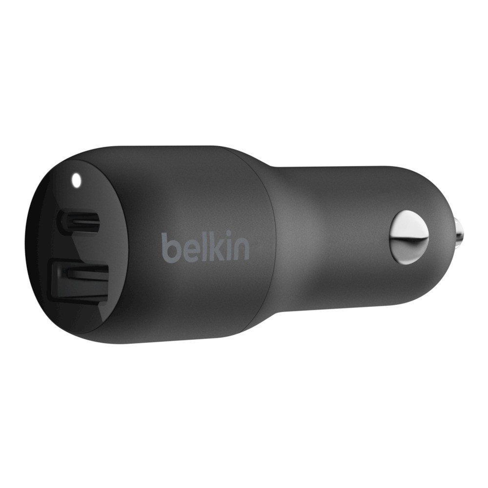Belkin Dual | Ładowarka Samochodowa USB-C Power Delivery 18W USB 12W | 30W | Czarna