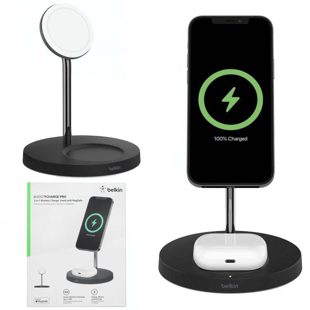 Belkin Wireless Charger Stand | Bezprzewodowa Ładowarka Indukcyjna Qi Stojak 2w1 z MagSafe | 15W