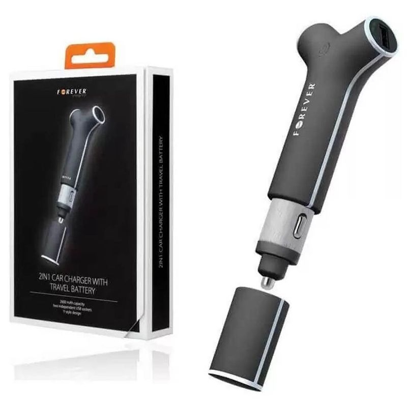 Forever | 2w1 Ładowarka Samochodowa 2x USB Powerbank 2600mAh