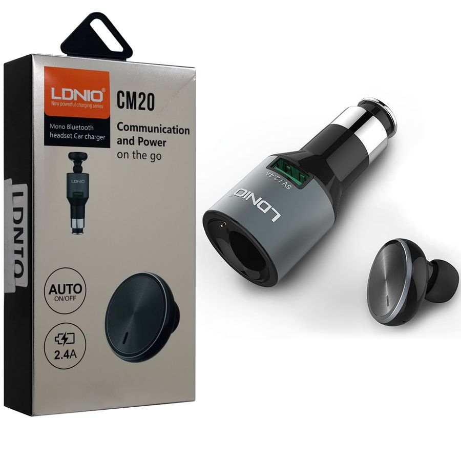 LDNIO CM20 | Słuchawka Bluetooth + Ładowarka Samochodowa 2w1
