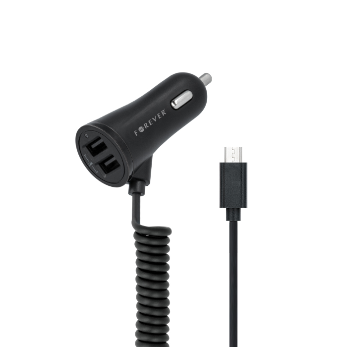 Uniwersalna ładowarka samochodowa 2xUSB + micro USB