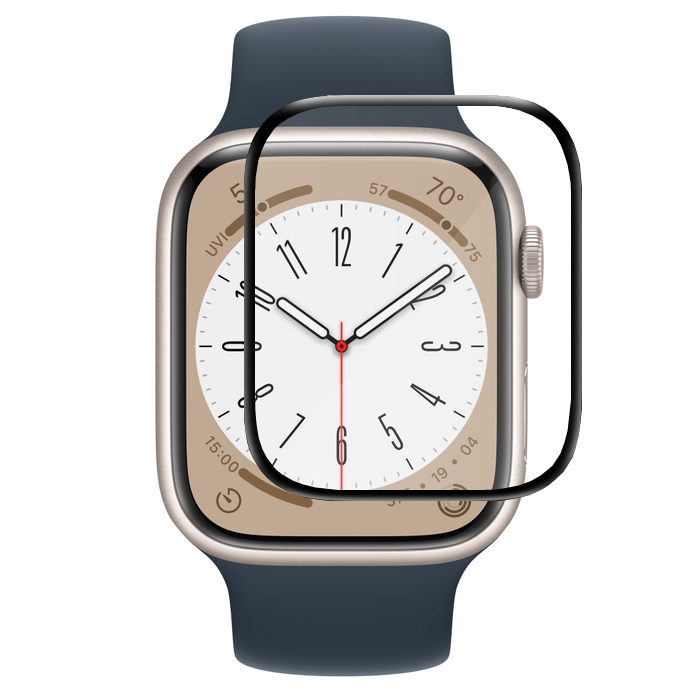 Szkło Hybrydowe | FULL COVER | Czarne do Apple Watch 9/8 41mm
