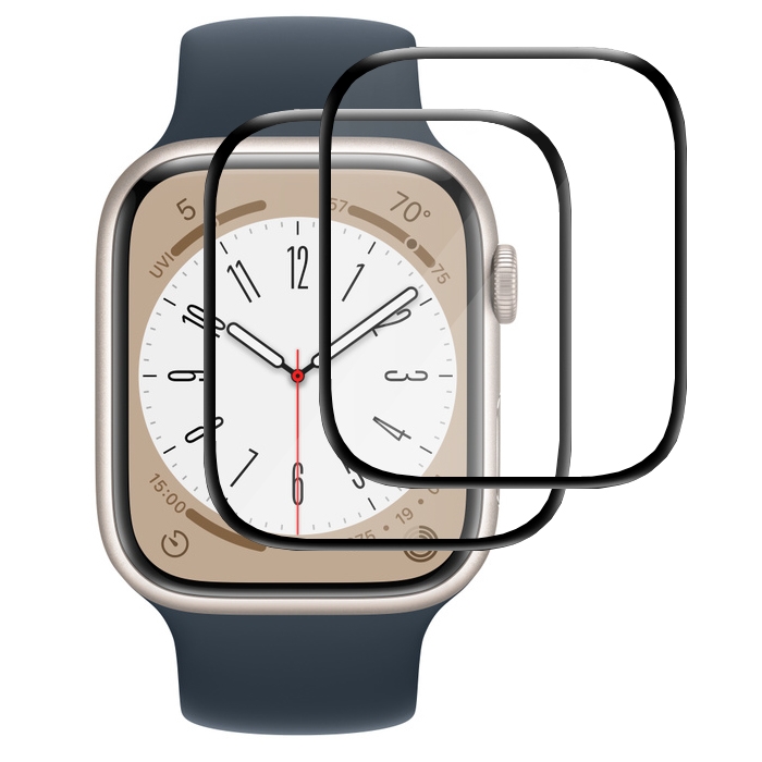 2x Szkło Hybrydowe | FULL COVER | Czarne do Apple Watch 9/8 41mm