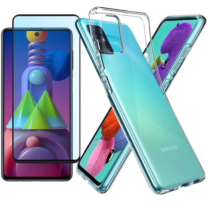 Cienkie Etui Feather Case | Bezbarwne | Clear + SZKŁO 5D do Samsung Galaxy M51