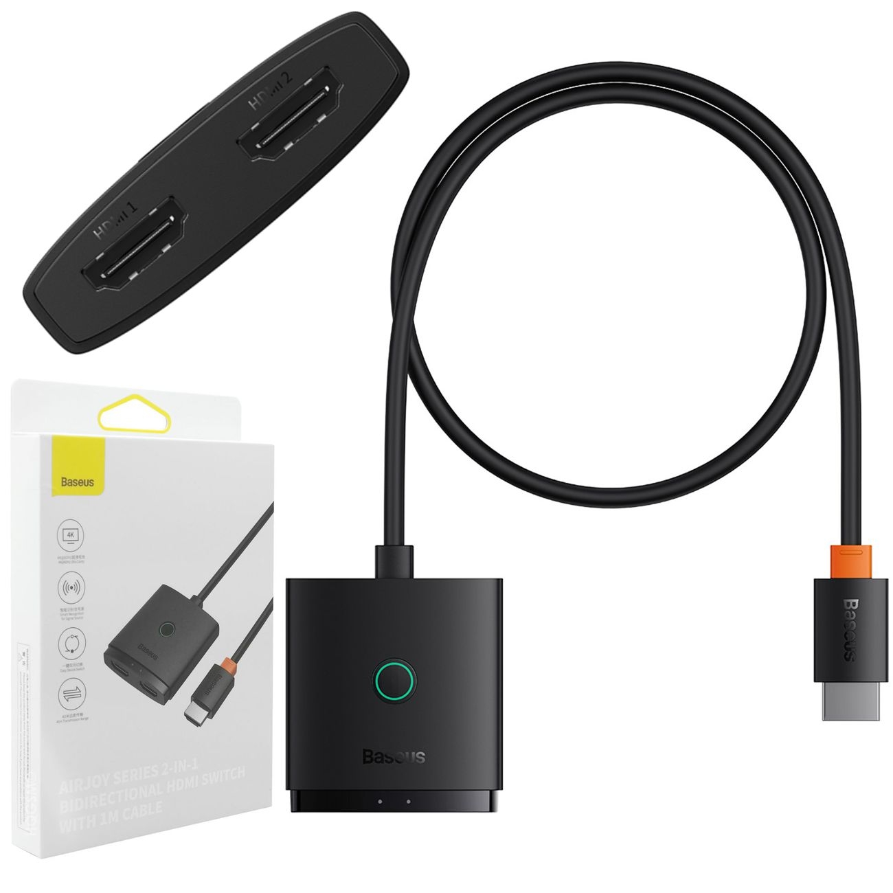 Baseus AirJoy | Dwukierunkowy Splitter 3x HDMI 4K 60Hz 1×2 2×1 | Kabel 100cm