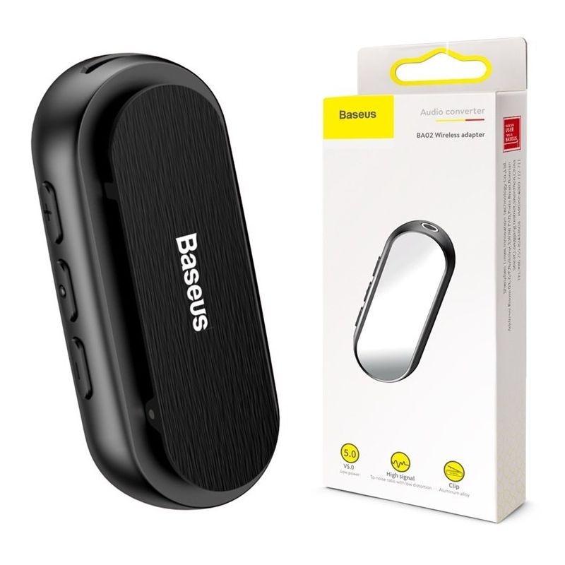 Baseus | Odbiornik Bluetooth do Słuchawek Audio AUX Jack 3.5mm | Czarny
