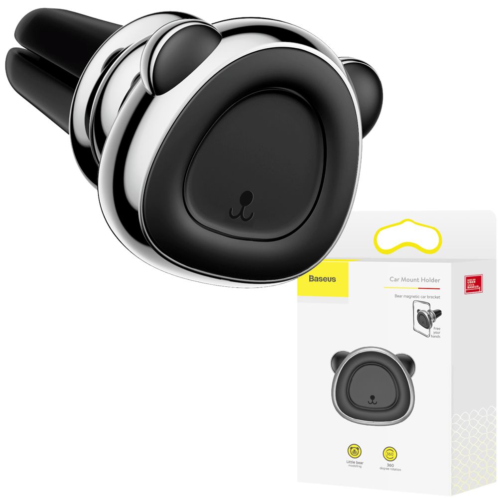 Baseus Bear | Uroczy Magnetyczny Uchwyt Miś do Kratki Wlotu | Srebrny