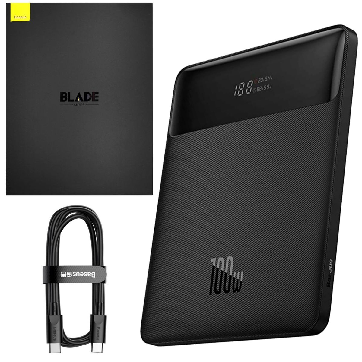 Baseus | Powerbank z Wyświetlaczem | SCP PD QC | 2x USB-C 2x USB | 20000mAh 100W