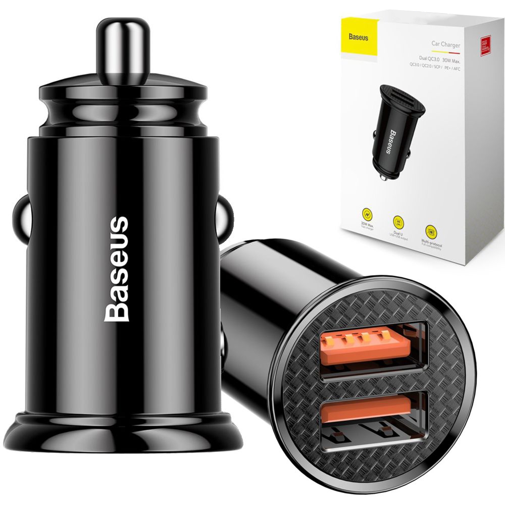 Baseus | Mini Ładowarka Samochodowa 2xUSB 30W QC 3.0 5A
