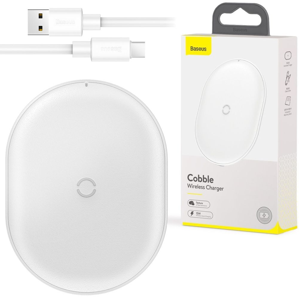 Baseus Cobble | Szybka Ładowarka Indukcyjna Qi | 15W Quick Charge