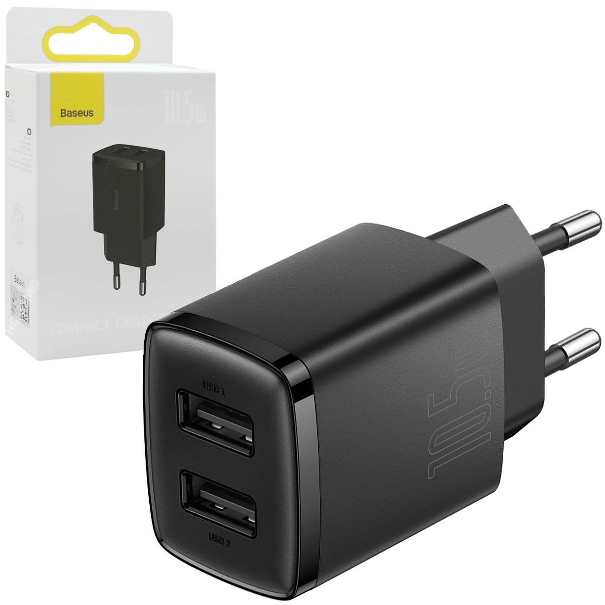 Baseus Compact | Ładowarka Sieciowa 2xUSB 10.5W