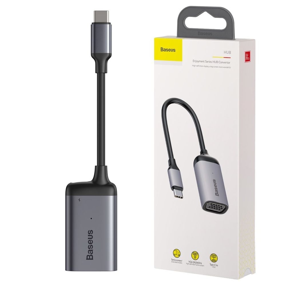 Baseus | Adapter Przejściówka MacBook USB-C na VGA + PD | Gray