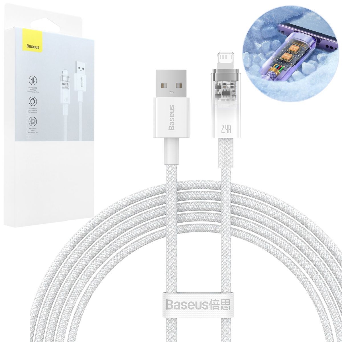 Baseus | Kabel USBna  Apple Lightning 2.4A z Czujnikiem Temperatury | 200cm