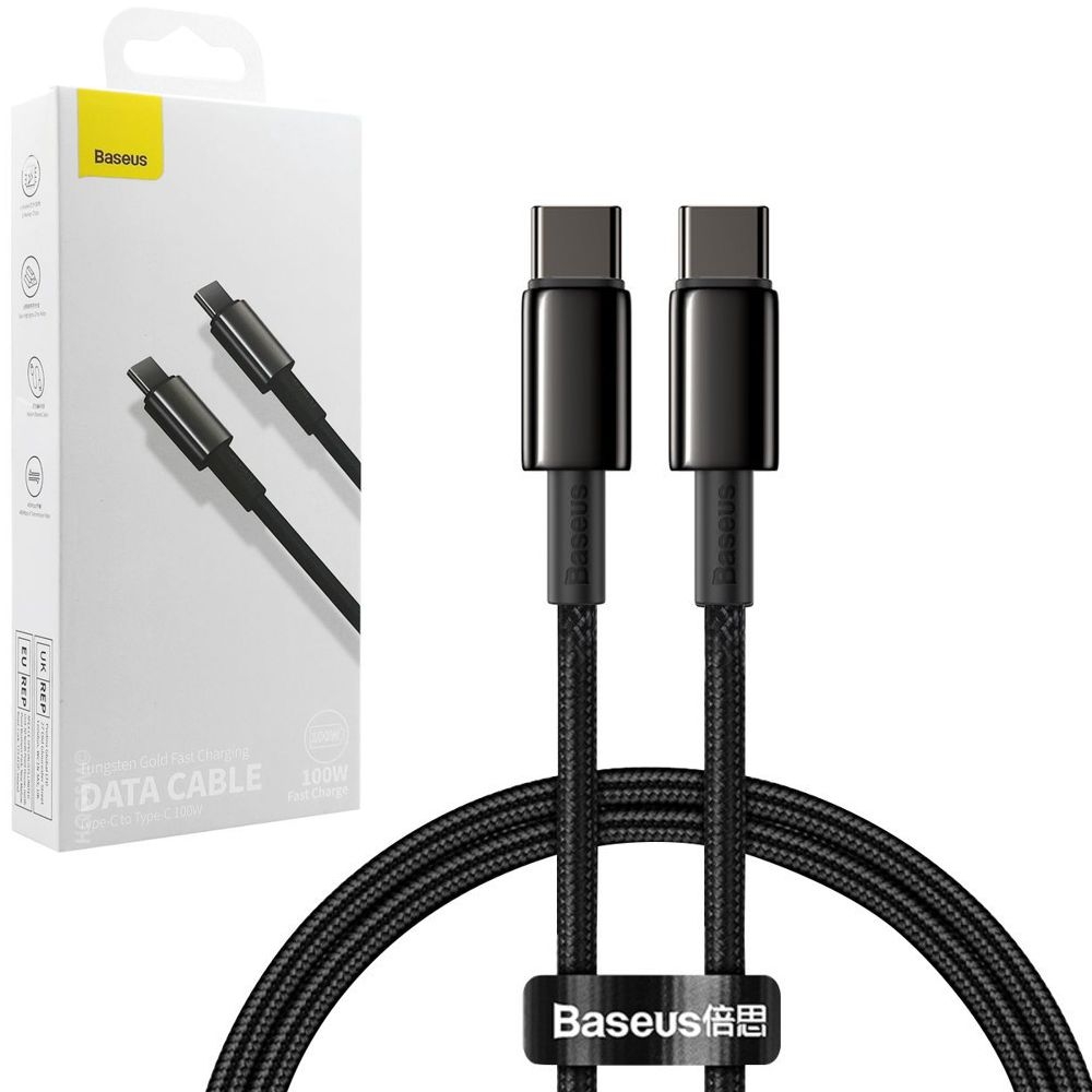 Baseus Tungsten | Szybki Kabel USB-C 100W | Czarny | 100cm