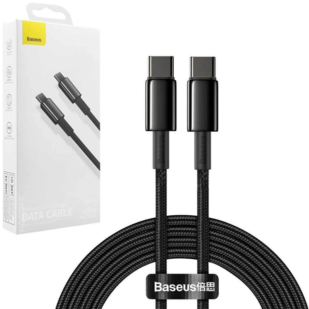 Baseus Tungsten | Szybki Kabel USB-C 100W | Czarny | 200cm