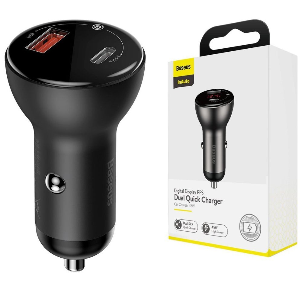 Baseus PPS | Szybka Ładowarka z Wyświetlaczem LED USB USB-C PD QC 4.0 | 45W