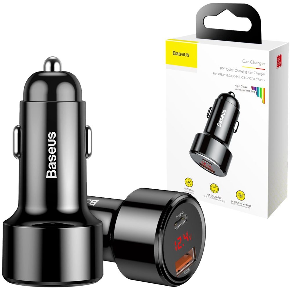 Baseus Magic PPS | Szybka Ładowarka z Wyświetlaczem LED USB USB-C PD QC 4.0 | 45W