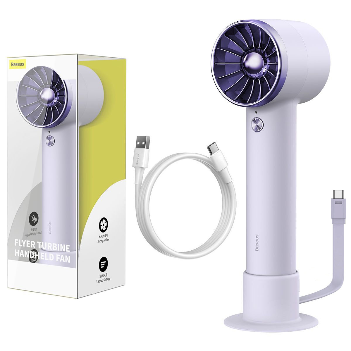 Baseus | Mini Przenośny Wiatrak Wentylator + Powerbank 4000mAh USB-C