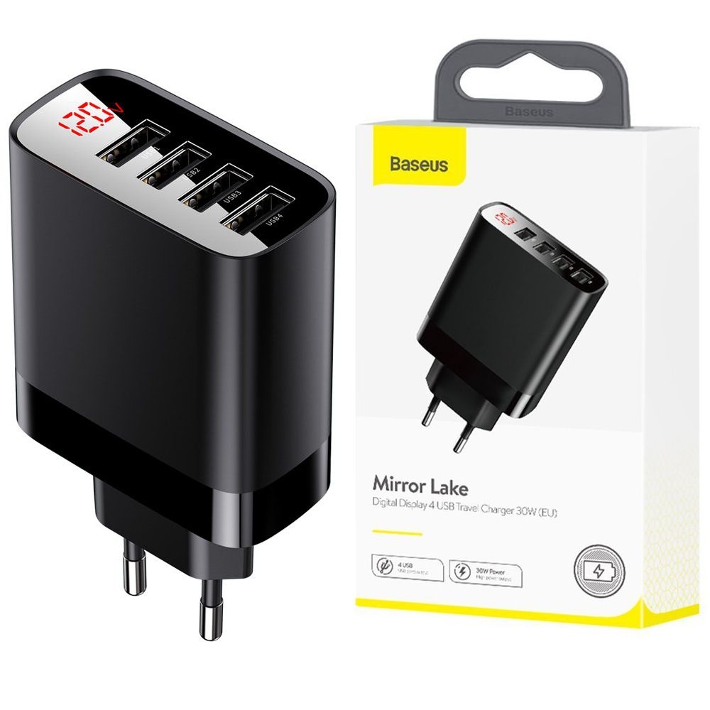 Baseus Mirror PPS | Szybka Ładowarka z Wyświetlaczem LED 4xUSB 30W