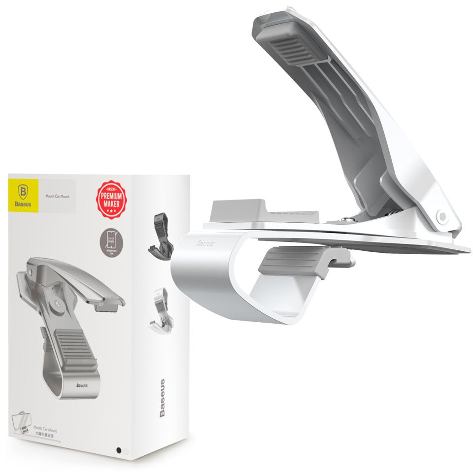 Baseus Mouth | Klips Uchwyt na Deskę Rozdzielczą Osłonę | Biały