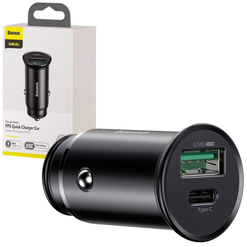 Baseus Speed | Szybka Ładowarka Samochodowa USB USB-C | VOOC QC 4.0 PD 3.0 30W