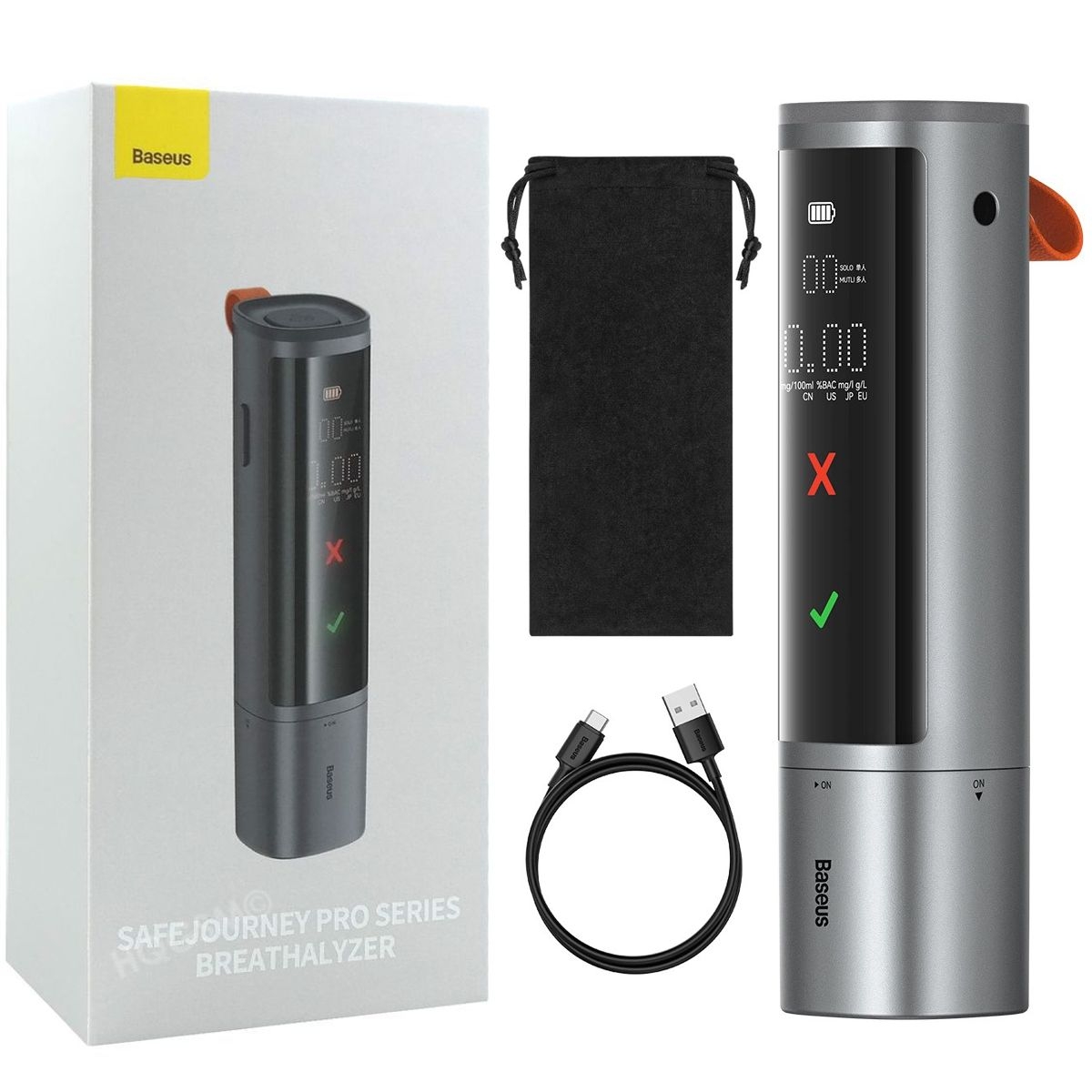 Baseus | Elektroniczny Alkomat Cyfrowy Bezustnikowy z Wyświetlaczem LED USB-C