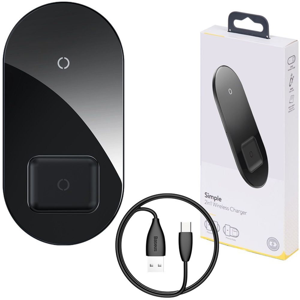 Baseus | Podwójna Ładowarka Indukcyjna Qi 2w1 Apple iPhone AirPods | 15W