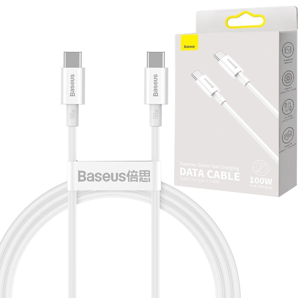 Baseus | Szybki Kabel USB-C 100W | Biały | 100cm