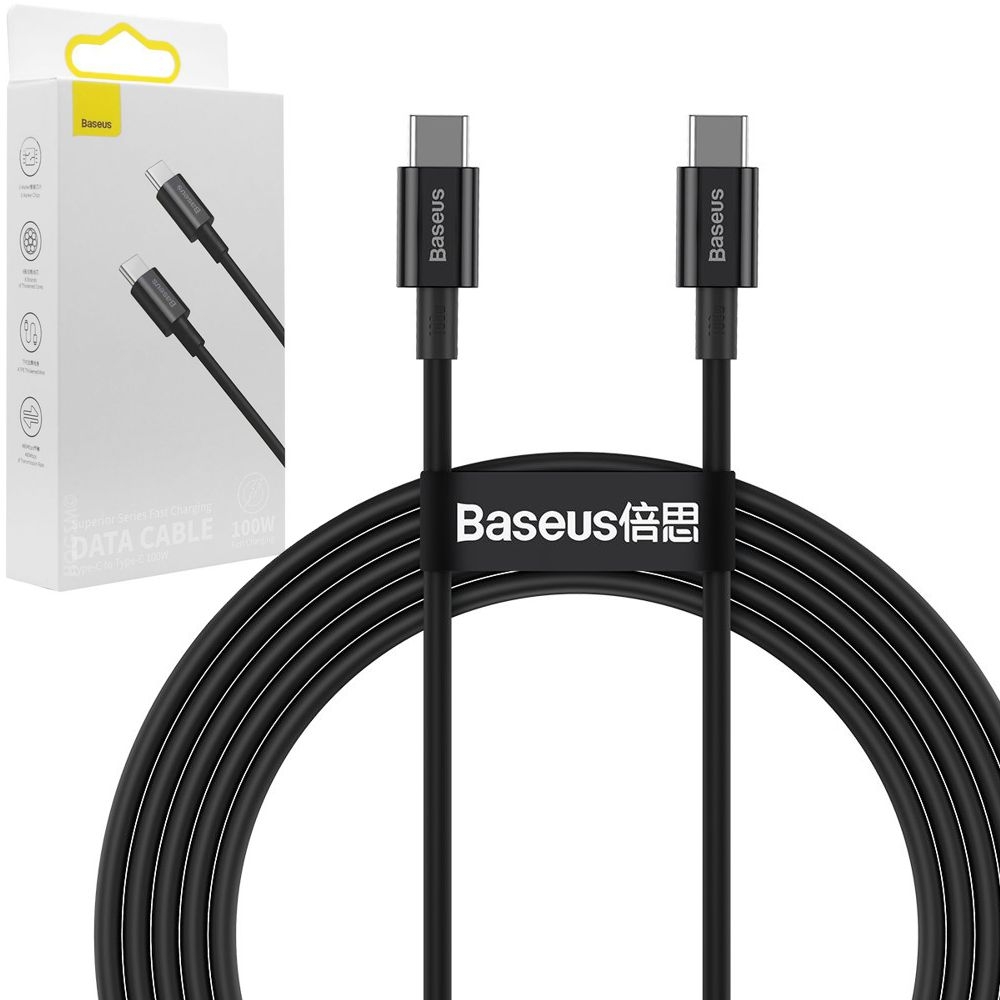 Baseus | Szybki Kabel USB-C 100W | Czarny | 200cm