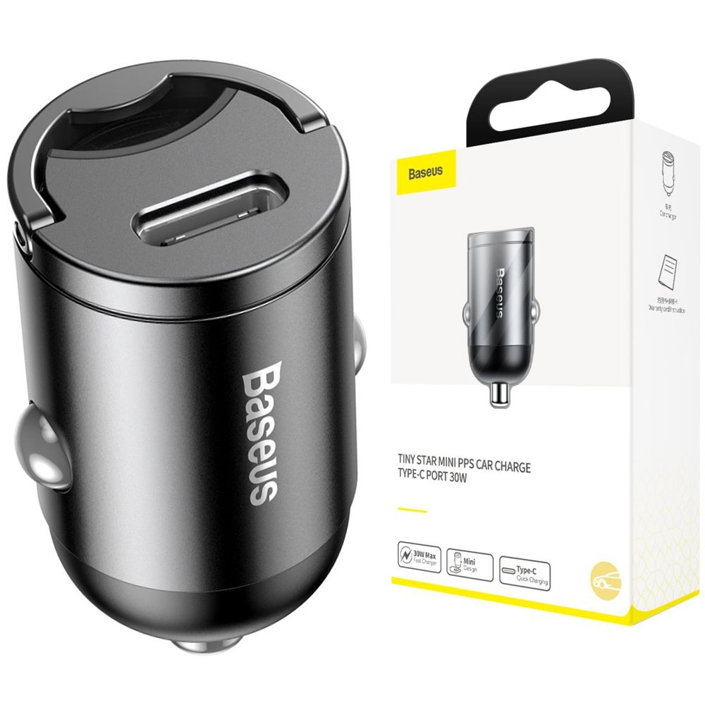 Baseus Tiny Star | Mini Ładowarka Samochodowa USB-C 30W QC 3.0 PD | Gray