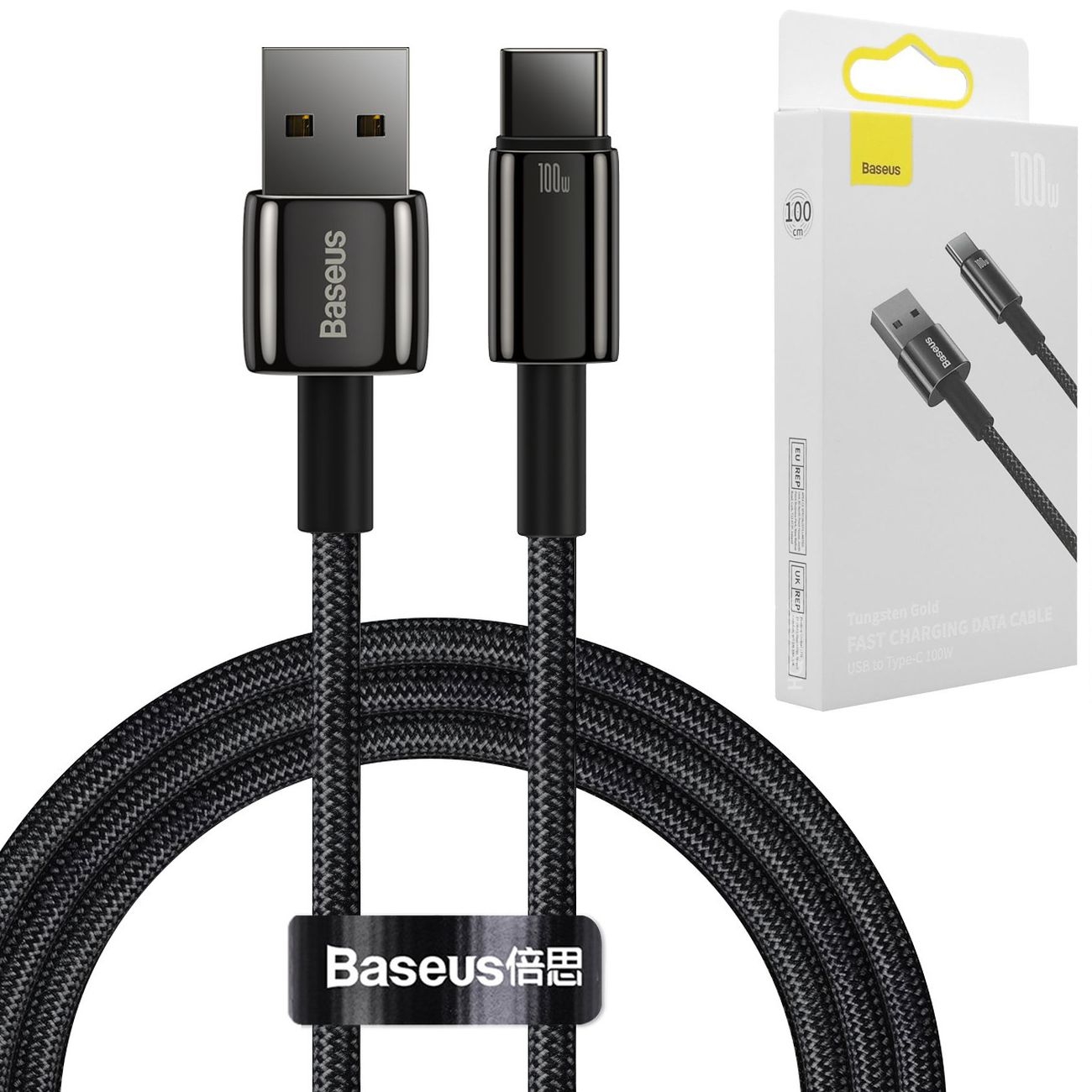 Baseus Tungsten | Szybki Kabel USB USB-C 100W | Czarny | 100cm