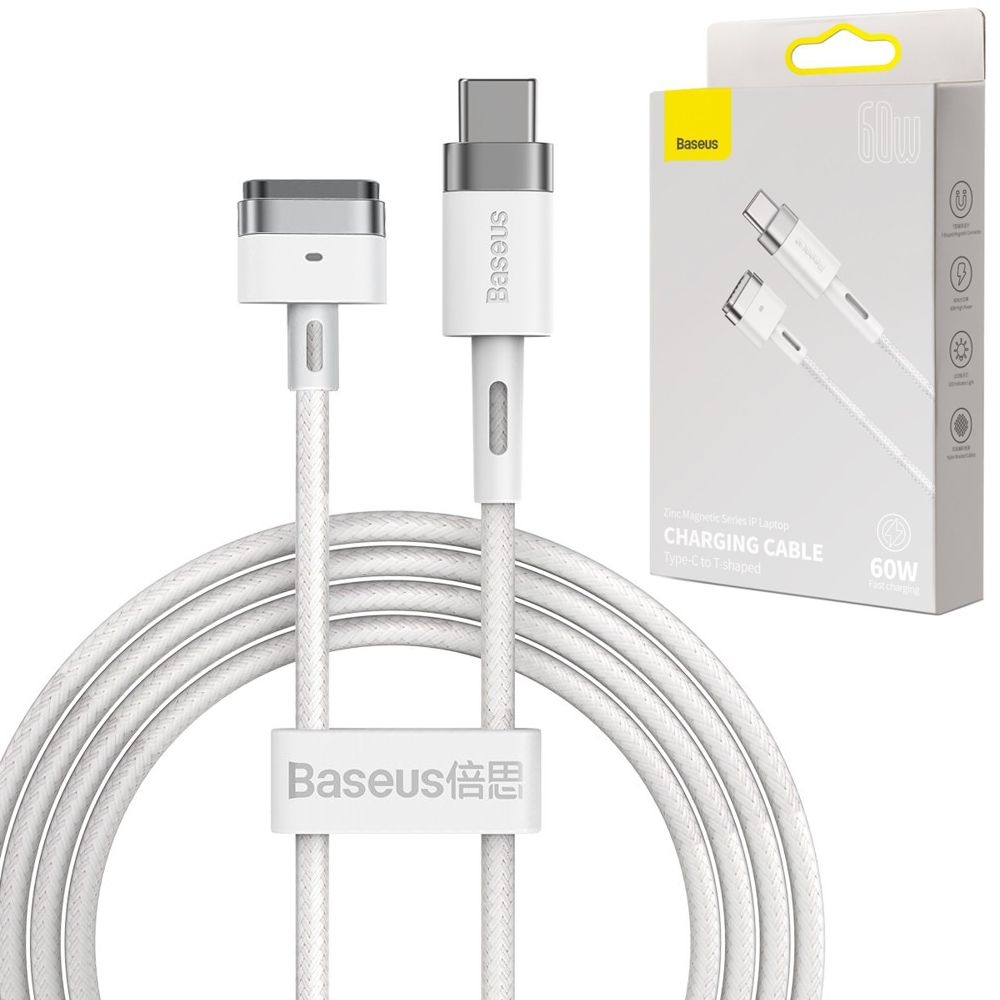 Baseus Zinc | Magnetyczny Kabel Zasilający USB-C do MacBook MagSafe Typu T | 60W 200cm