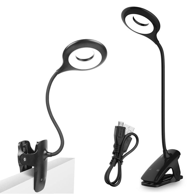 Biurkowa Lampka LED z Klipsem | Wbudowana Bateria | 3 Barwy Światła