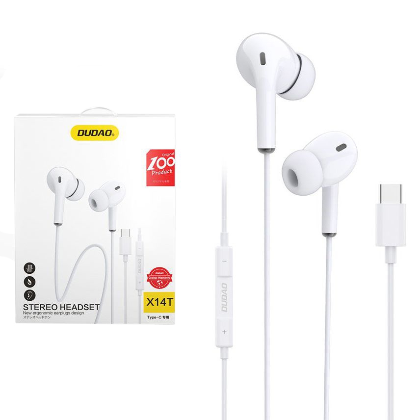 Dudao X14T | Dokanałowe Słuchawki Przewodowe z Pilotem i Mikrofonem | USB-C