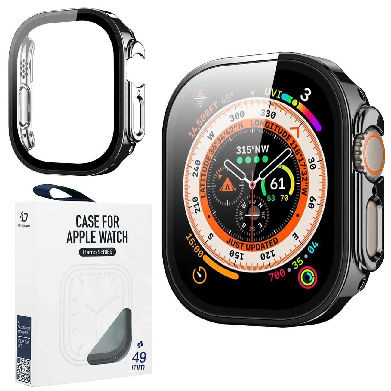 Dux Ducis 2w1 Etui + Szkło | Ochrona 360° | Black do Apple Watch Ultra 1/2