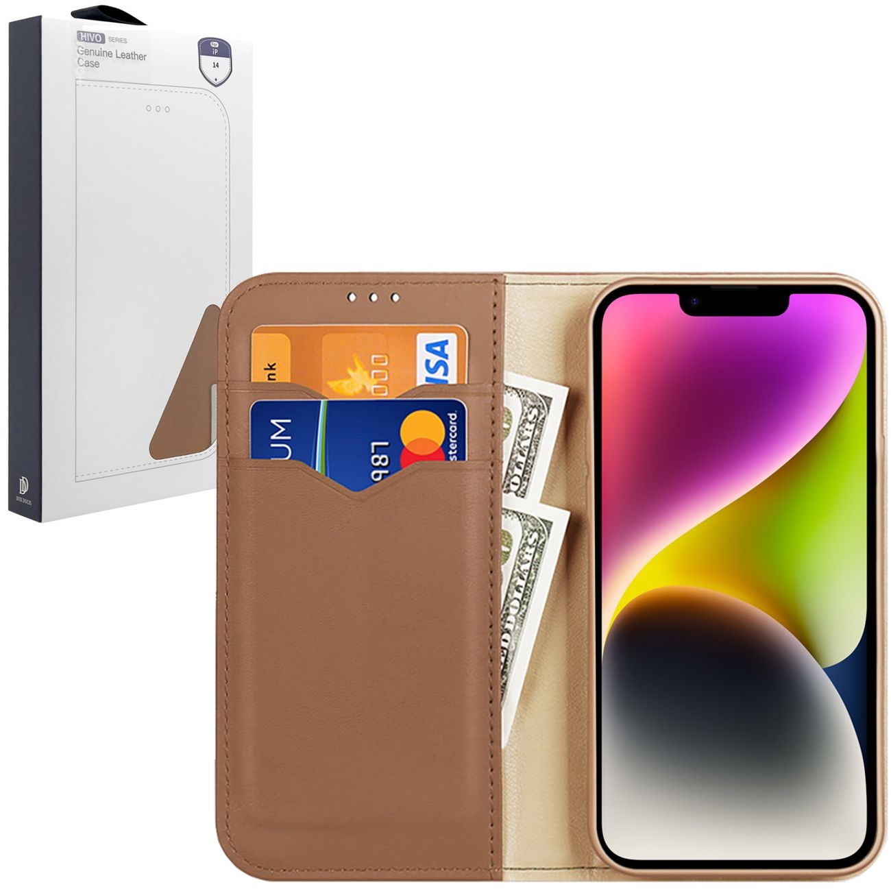 Etui z Klapką Skóra Naturalna | Dux Hivo do Apple iPhone 14