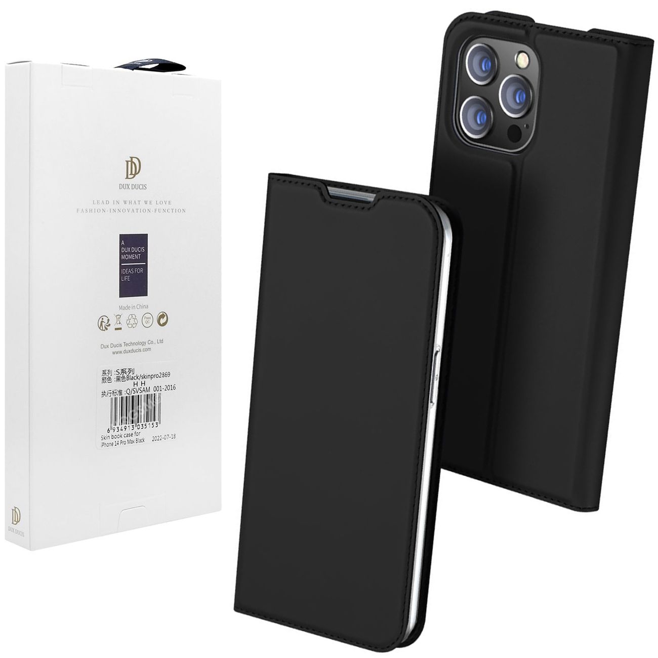 Etui z Klapką | DUX DUCIS | Skin Pro | Black do Apple iPhone 14 Pro Max