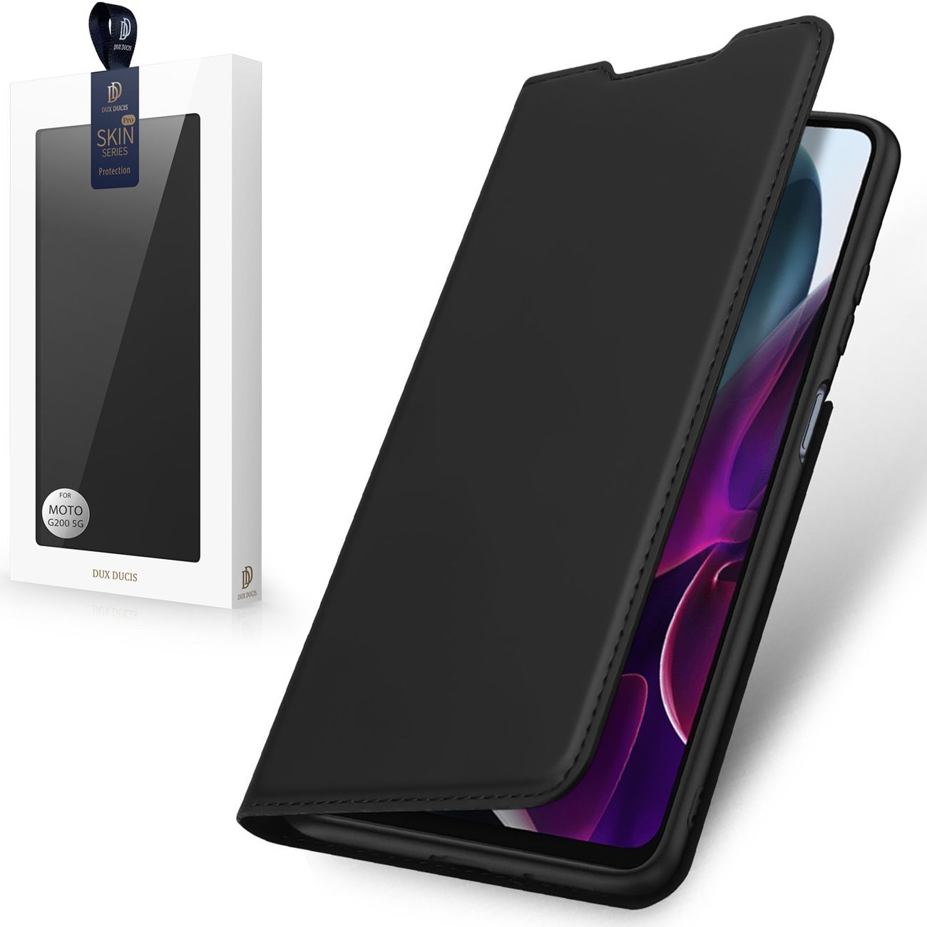 Etui z Klapką | DUX DUCIS | Skin Pro | Black do Motorola MOTO G200 5G