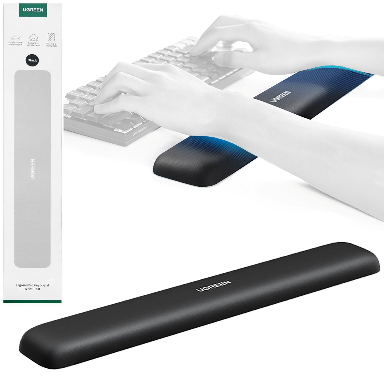 Ugreen Wrist Rest | Ergonomiczna Podkładka pod Nadgarstki Klawiaturę | Czarna